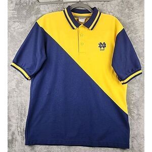 Vintage Hartwell Sports Notre Dame Golf‎ Polo Shirt Mens Large Yellow Colorblock